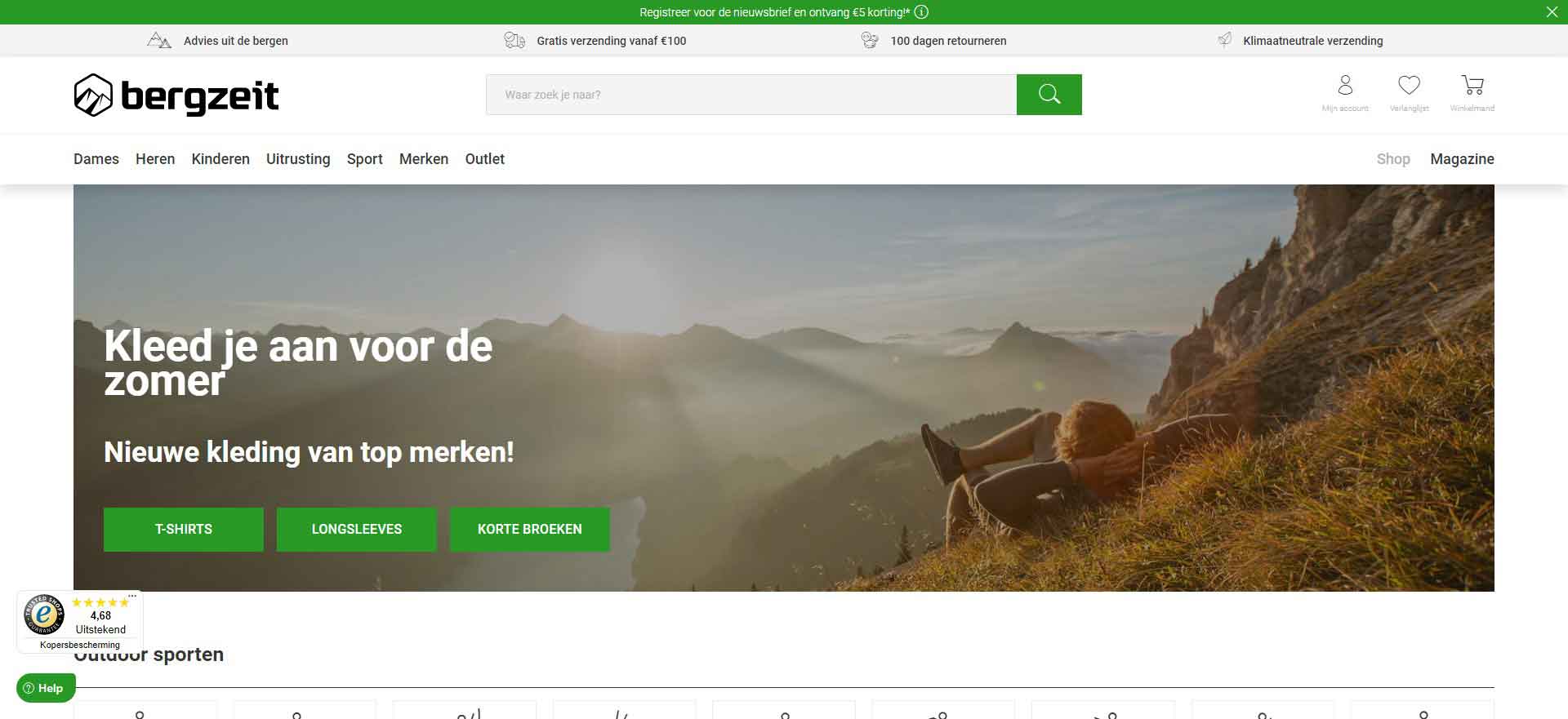 German Outdoor Sports Brand: Bergzeit Website