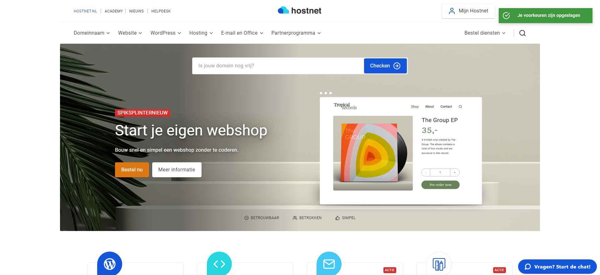 Hostnet - The Dutch Domain Registration and Website Building Platform Website