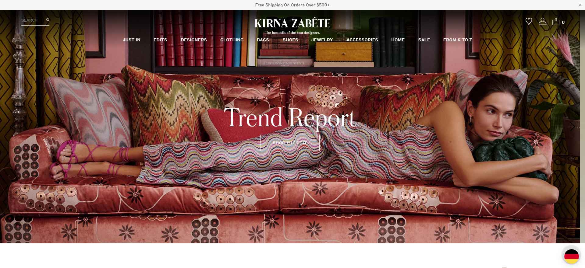 Fashionable American Luxury Brand Retailer: Kirna Zabête Website