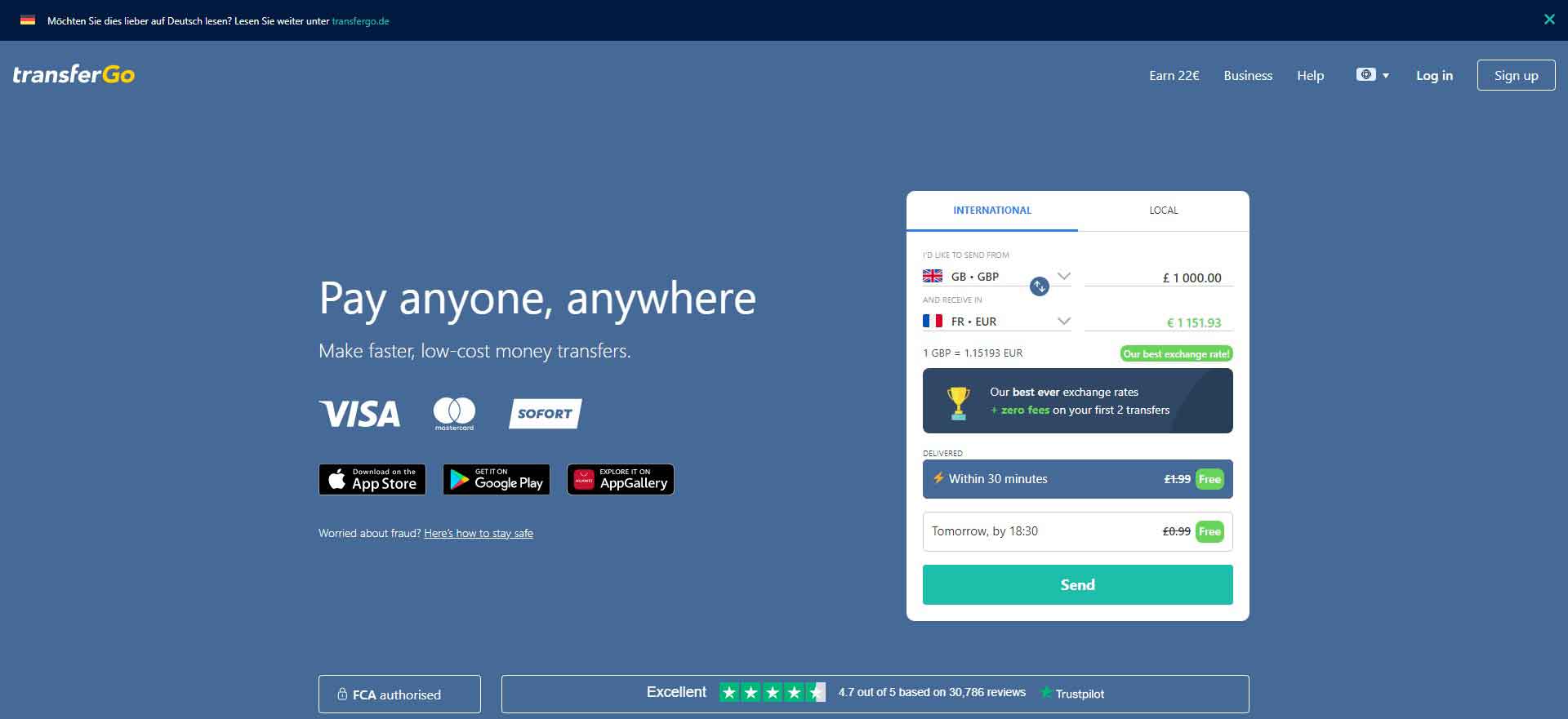 TransferGo: The UK International Money Transfer Website